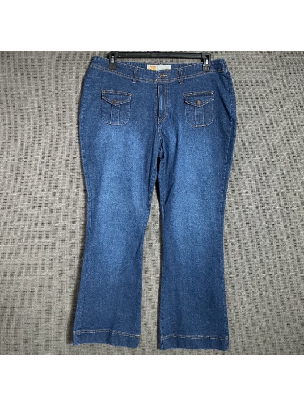 Route 66 Womens Size 18 Blue Casual Flared Stretch Denim Jeans Flap Pockets